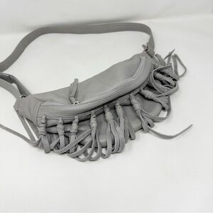 Day and Mood Dayfreys Crossbody Fringe Gray Leathrr